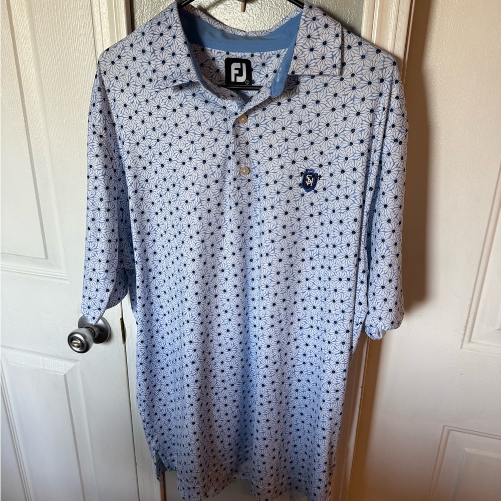 FootJoy Men's Blue Patterned Shirt Size L Dri Fit Material